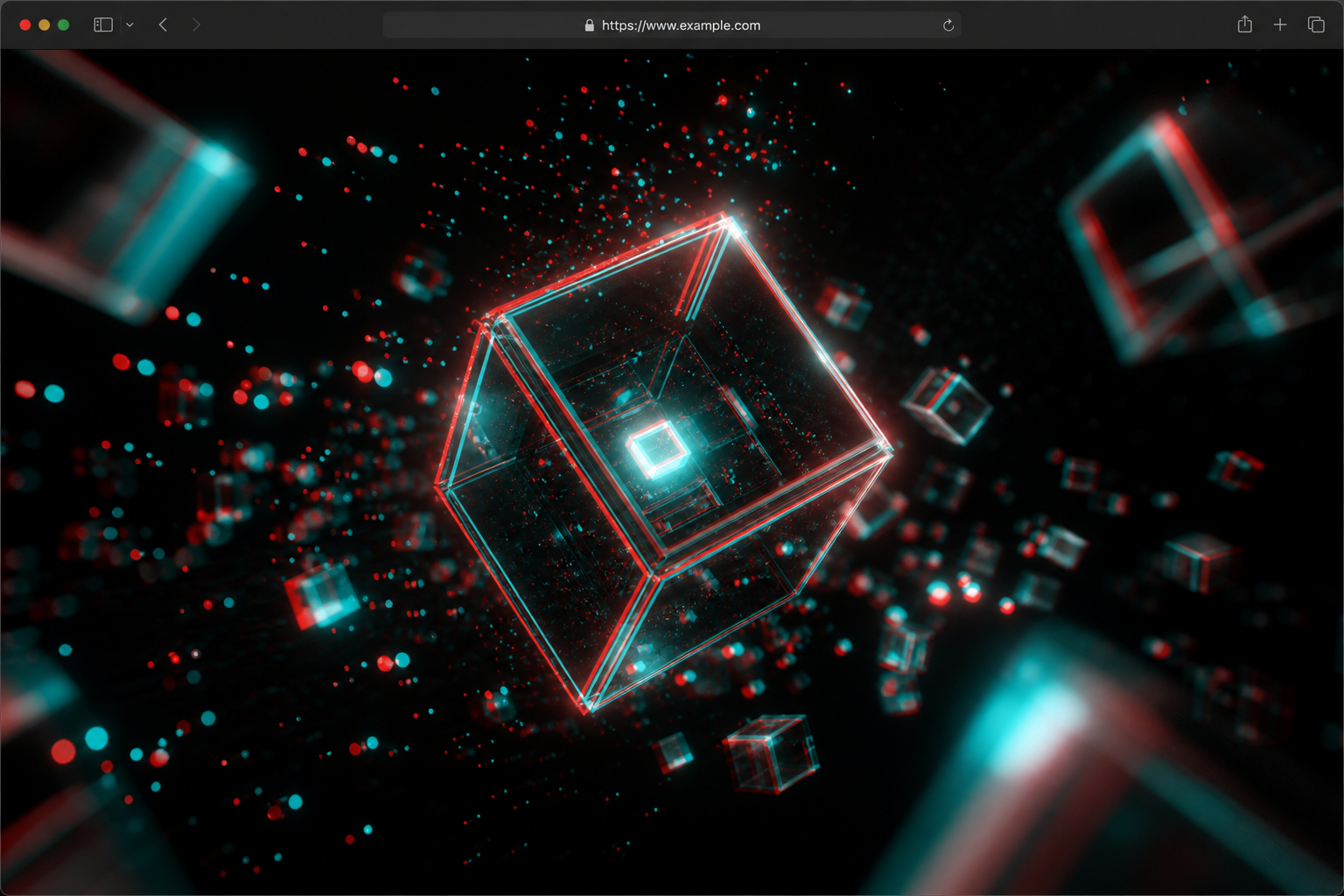 WebGL scene with anaglyph dual-pass geometry